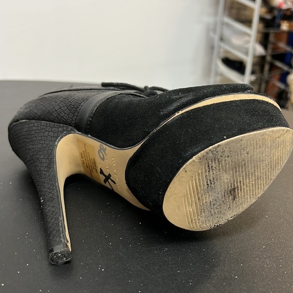 Colin Stuart lace up High Heels black leather suede women shoes size 5 - Picture 8 of 9